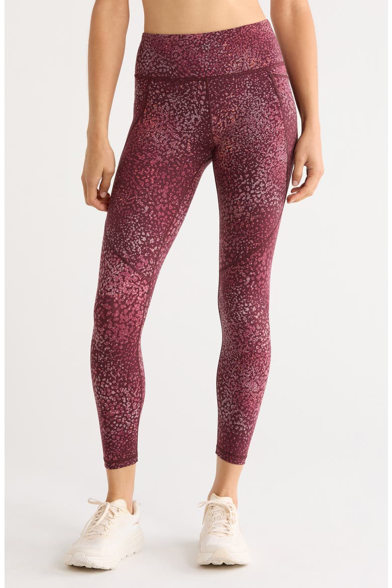 Power 7/8 Workout Pocket Leggings, Main, color, RED DOT TERRAIN PRINT
