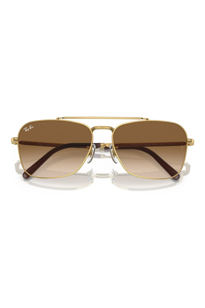 New Caravan 58mm Gradient Square Sunglasses, Alternate, color, GOLD FLASH