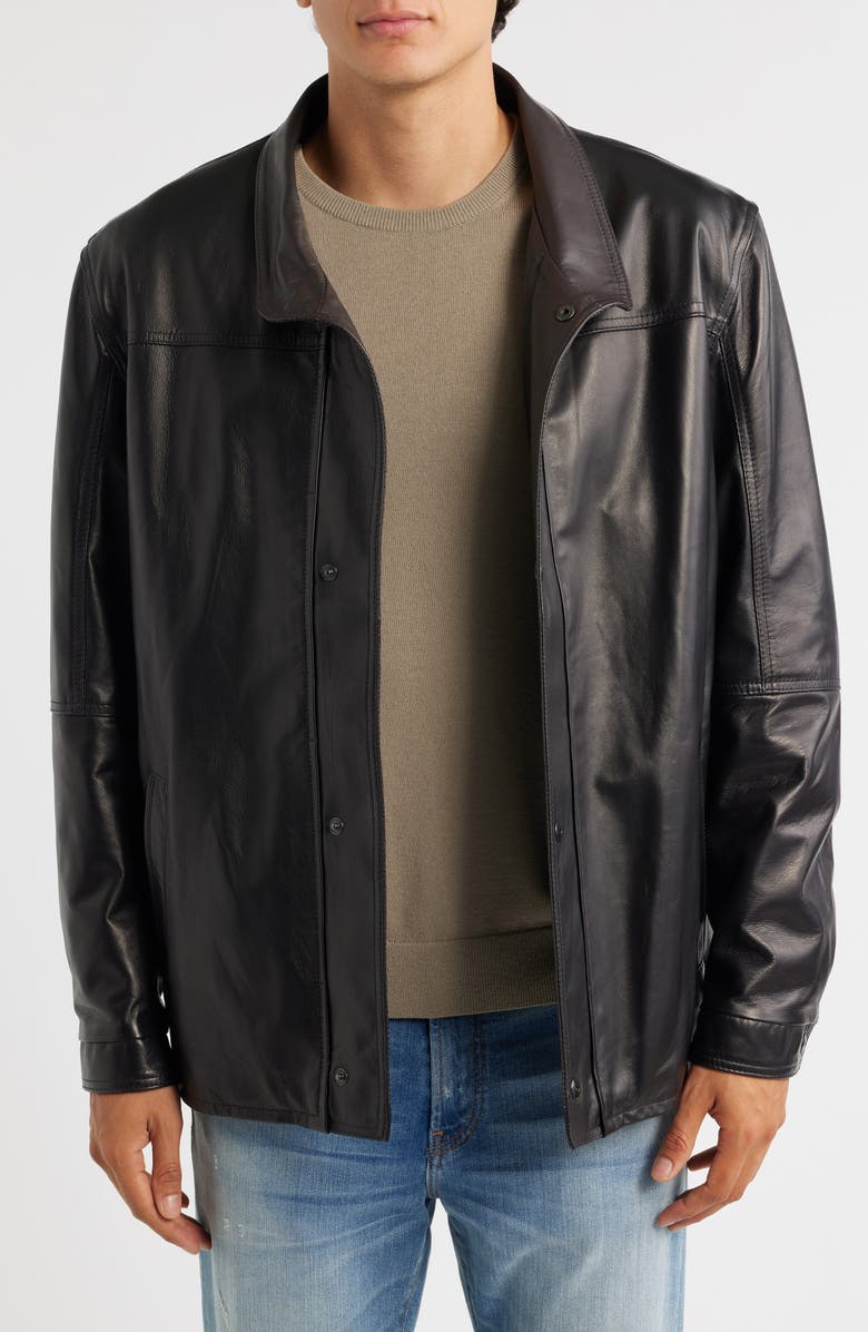Remy Leather Leather Jacket with Removable Inset Bib, Alternate, color, Noir/ Rustic