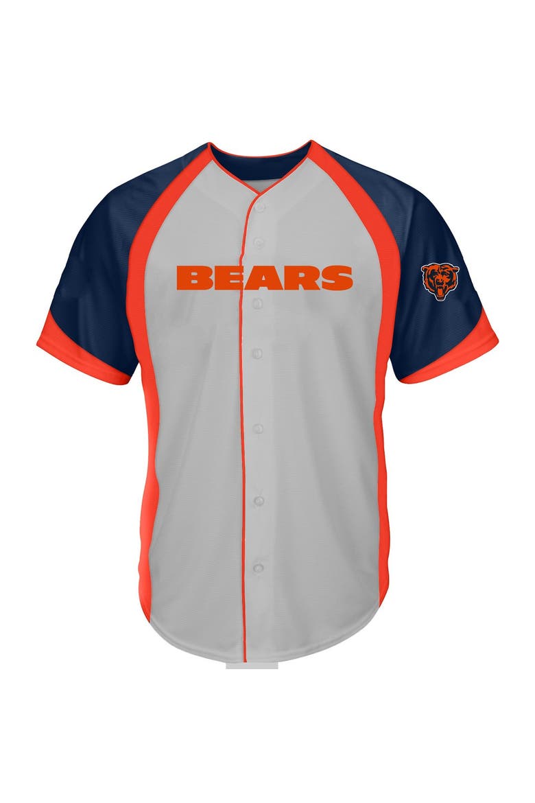 Men's Fanatics  Gray Chicago Bears Big & Tall Button-Up Raglan Fashion Top, Main, color, Gray