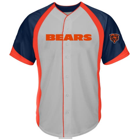 Men's Fanatics  Gray Chicago Bears Big & Tall Button-Up Raglan Fashion Top