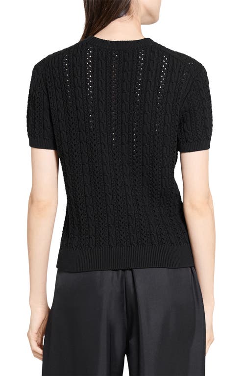 Theory Cable Stitch Short Sleeve Sweater In Black