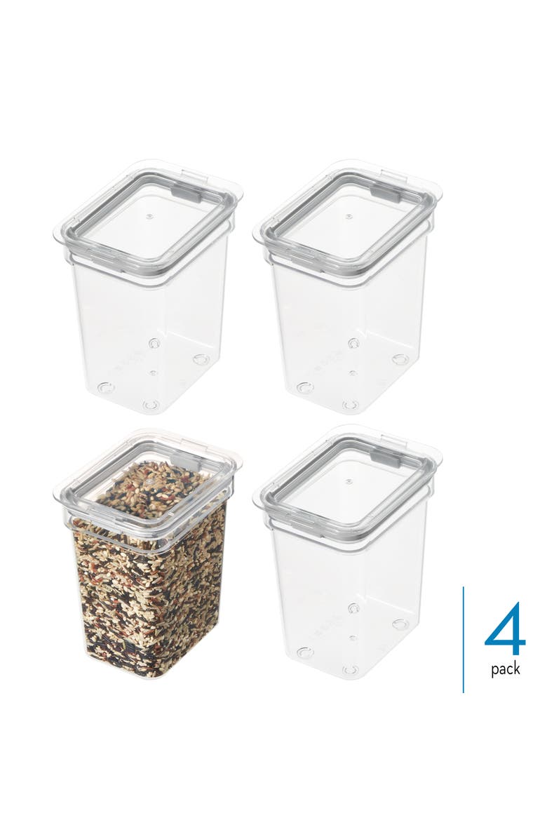 iDesign Small Food Storage Bin with Airtight Lid - Set of 4 - Clear, Alternate, color, Clear