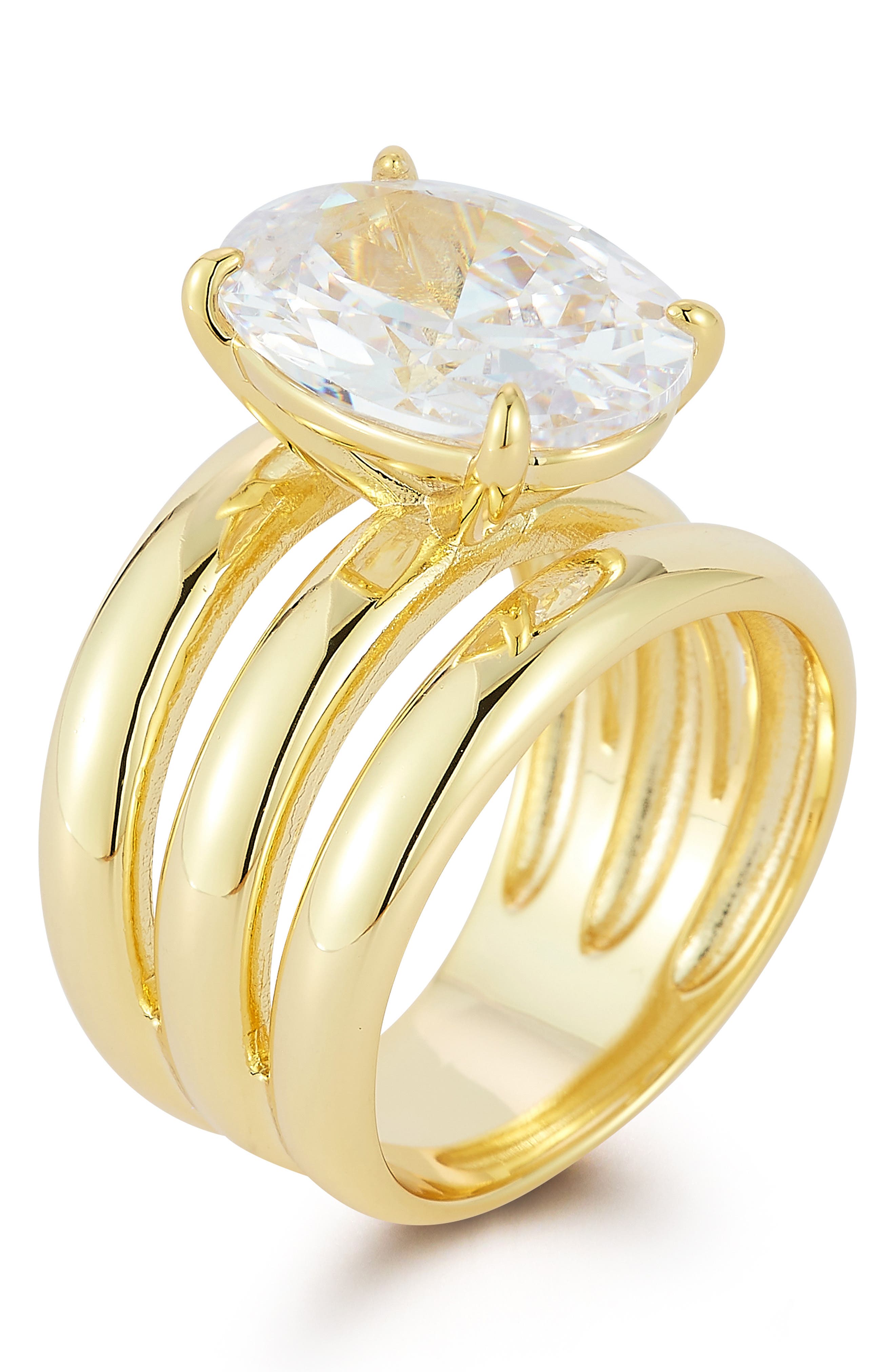 GLAZE JEWELRY Oval Cubic Zirconia Multi-Band Statement Ring (Women ...