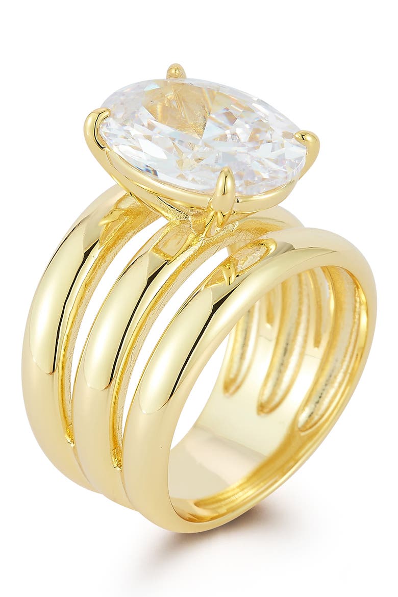 Oval Cubic Zirconia Multi-Band Statement Ring, Alternate, color, GOLD