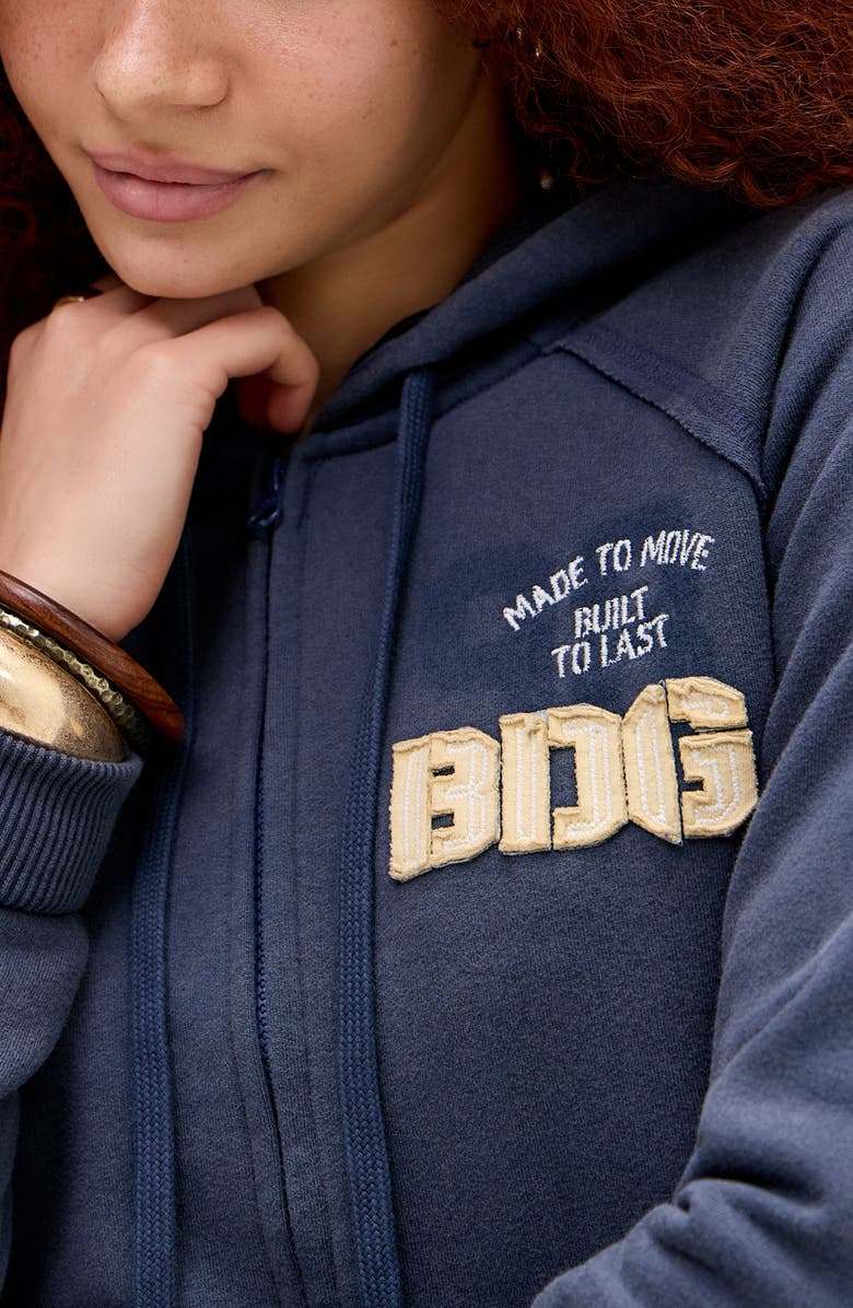 BDG Urban Outfitters Graphic Appliqué Zip Front Sweatshirt, Alternate, color, Blue