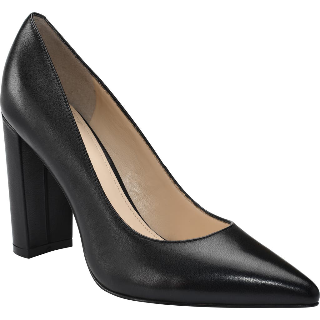 Marc Fisher Ltd Abilene Leather Block-heel Pumps In Black Leather