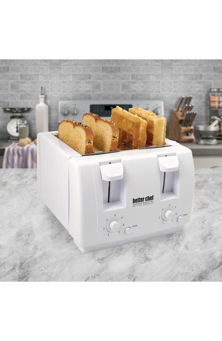 Better Chef 4 Slice Dual Control Toaster, Alternate, color, White