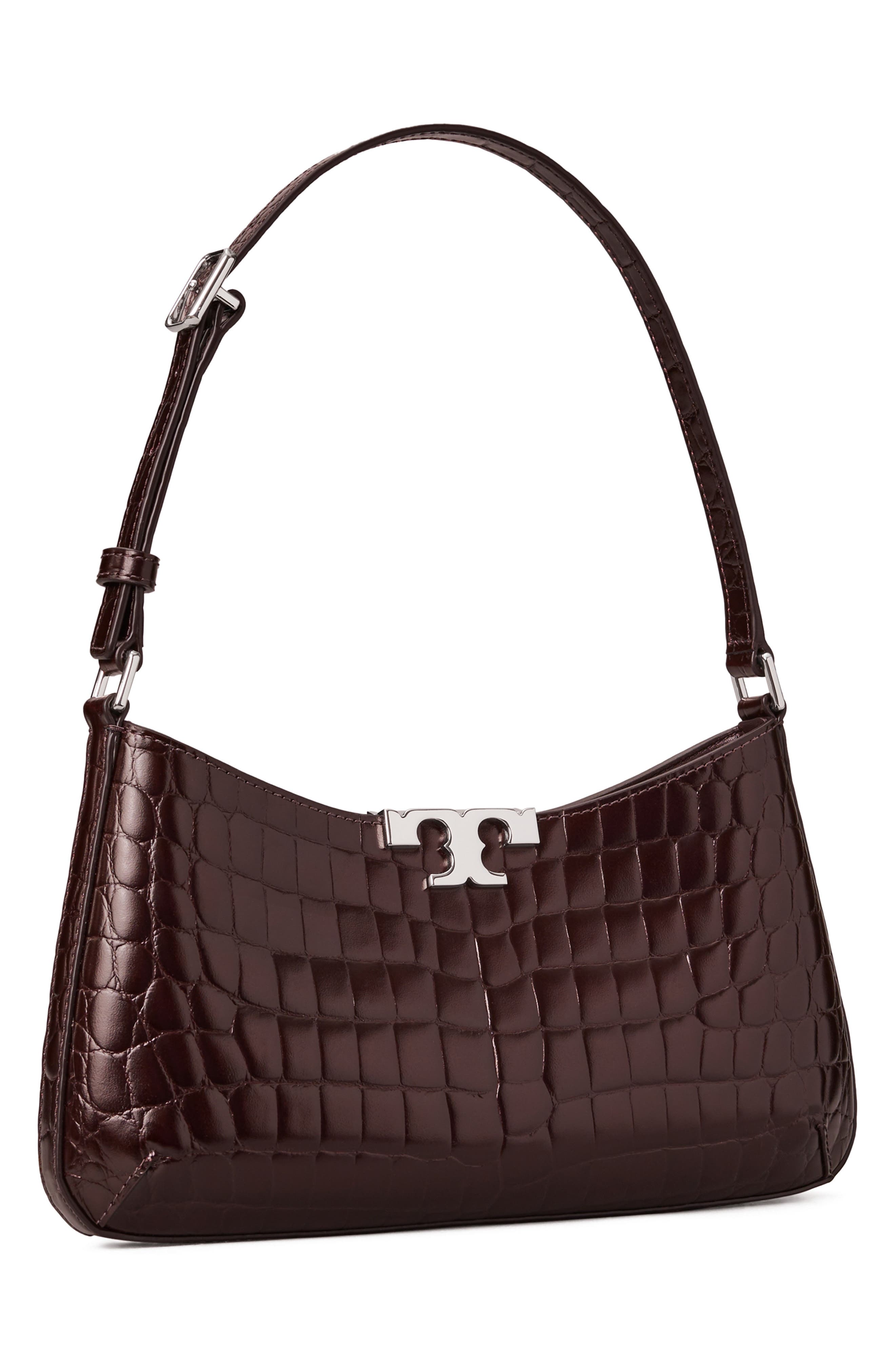 Slim Eleanor Croc Embossed Leather Shoulder Bag, Alternate, color, ALBAROSSA