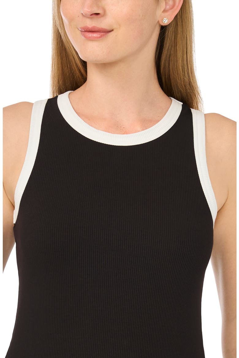 Contrast Trim Ribbed Tank, Alternate, color, RICH BLACK