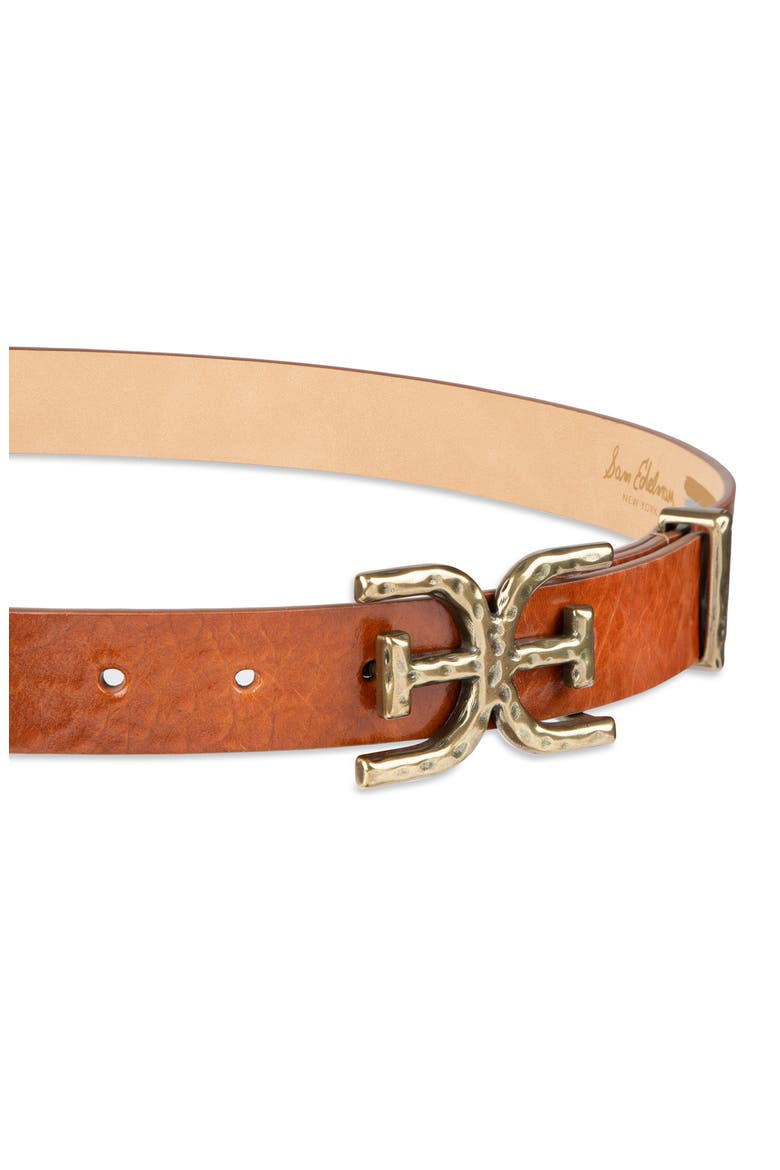 Hammered Logo Buckle Belt, Alternate, color, LIGHT BROWN