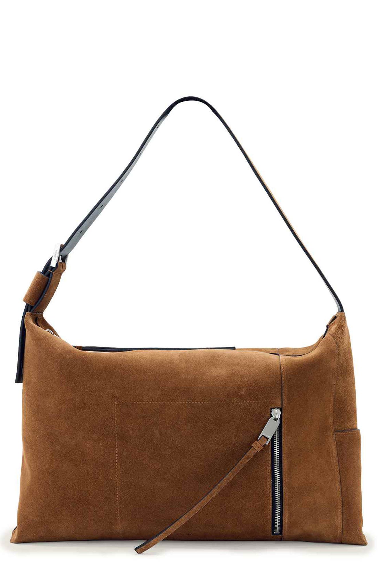 Medium Alba Suede Shoulder Bag, Main, color, ARIZONA TAN BROWN