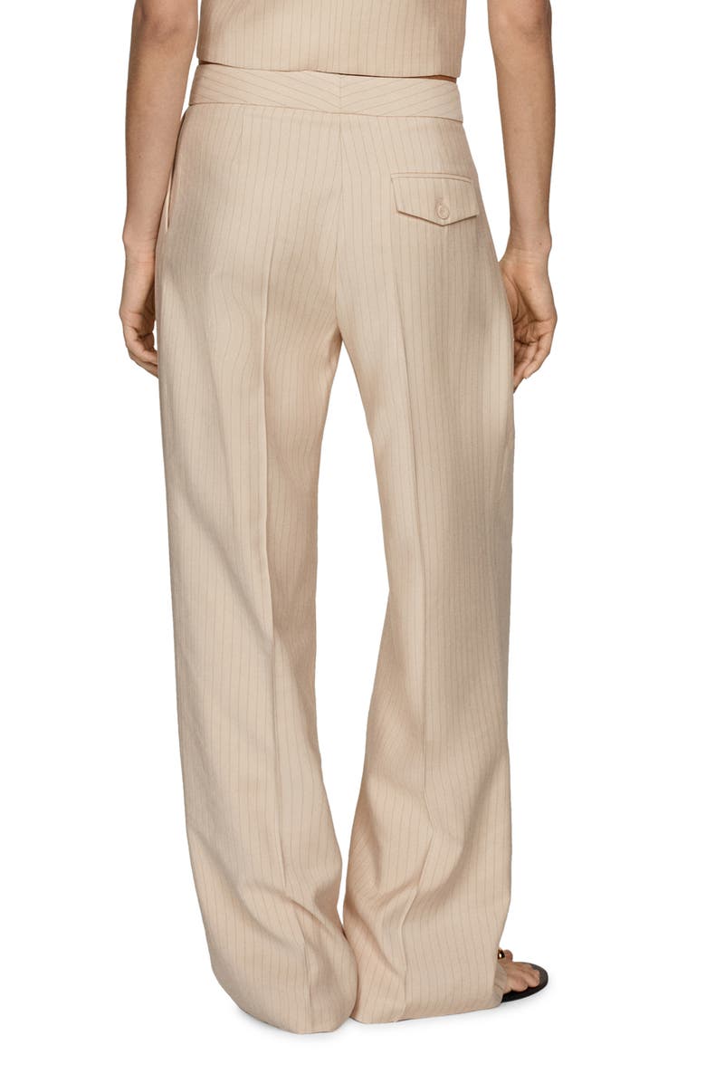 MANGO Pinstripe Pants, Alternate, color, Beige