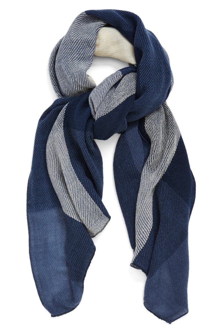 Plaid Scarf, Main, color, NAVY/ STONE