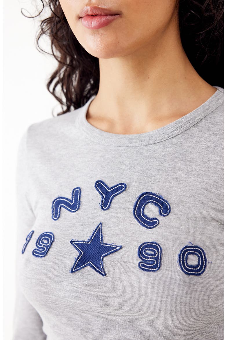 NYC 1990 Appliqué Cotton Graphic T-Shirt, Alternate, color, GREY MARL