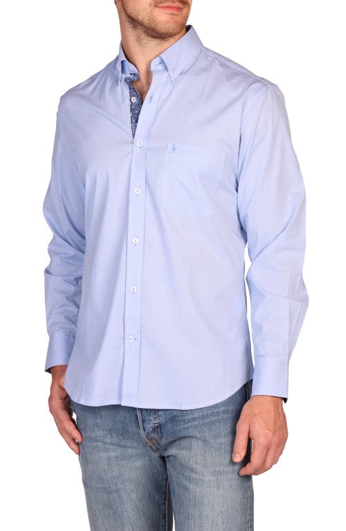 Tailorbyrd Classic Fit Stretch Cotton Button-down Shirt In Blue