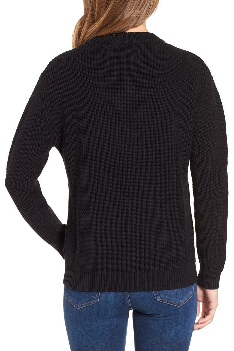 Lace-Up Sweater, Alternate, color, BLACK