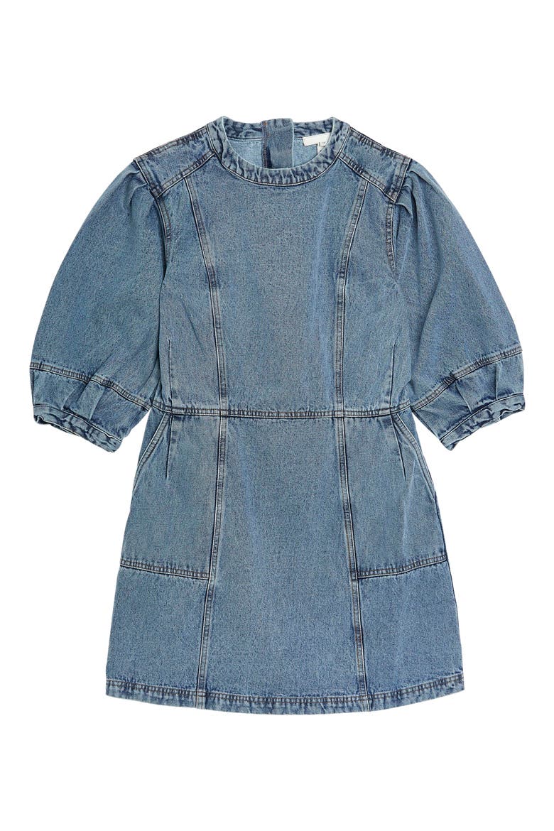 Elbow Length Sleeve Denim Shift Dress, Alternate, color, DENIM