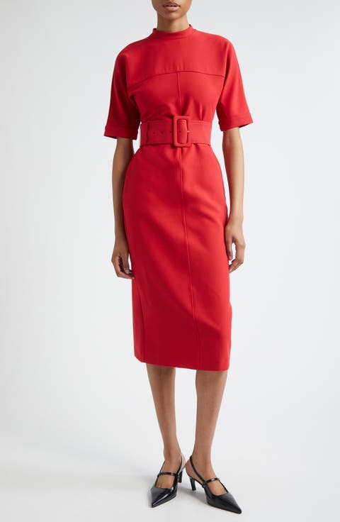 Naya Belted Mock Neck Dress