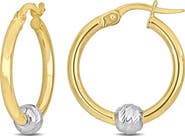 Julianna B. Hoop Earrings with Ball 14k Two-Tone Gold