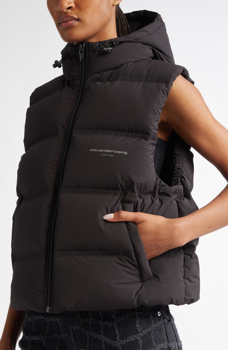 Alexander Wang Crop Hooded Down Puffer Vest | Nordstrom