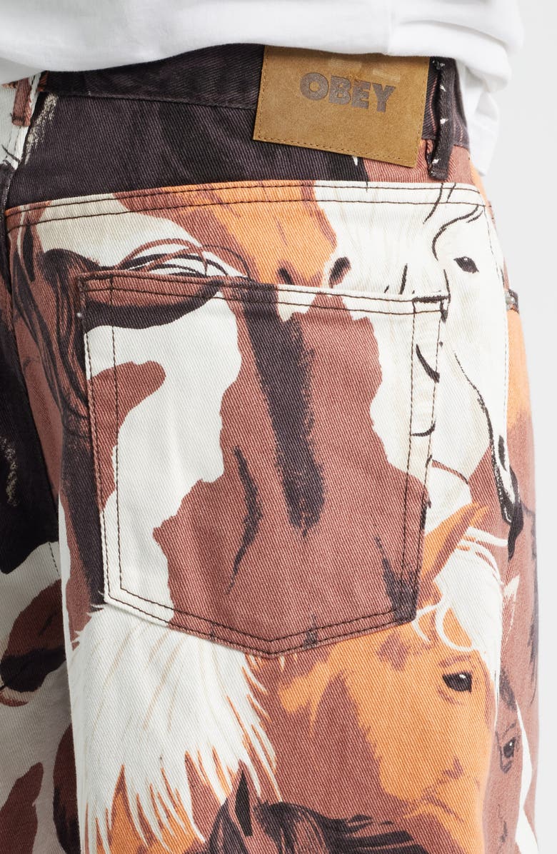 Obey Classic Horse Print Relaxed Jeans, Alternate, color, Brown Multi