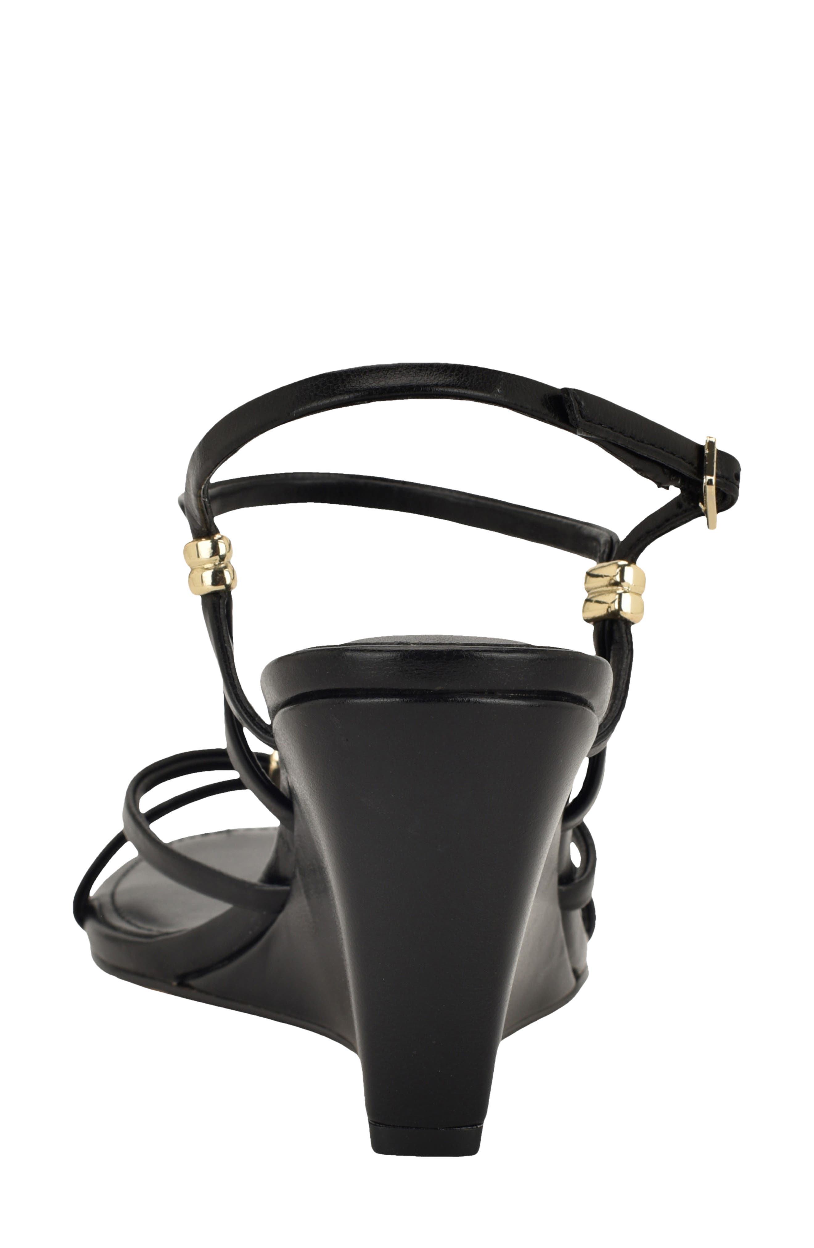 Calvin Klein Deliney Ankle Strap Wedge Sandal, Alternate, color, Black