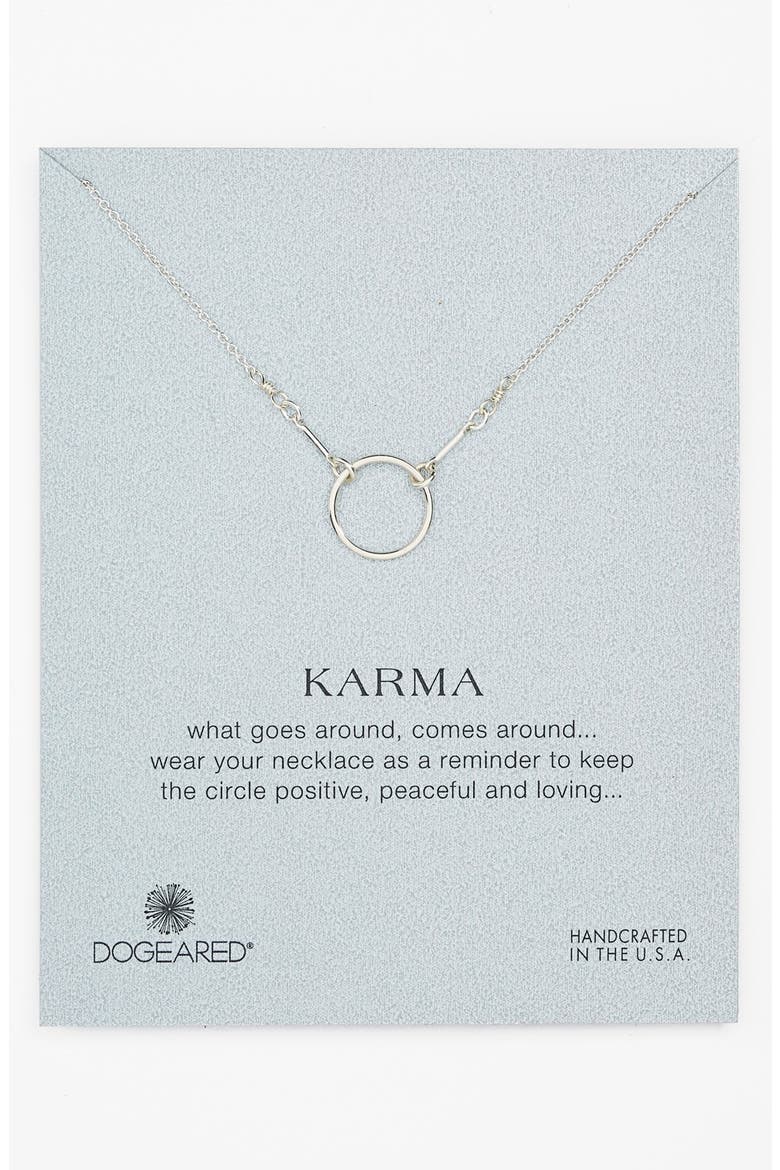 'Reminder - Karma' Pendant Necklace, Main, color, SILVER CIRCLE