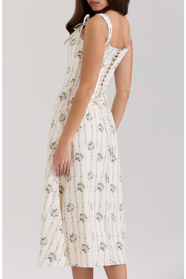 Dionne Corset Midi Sundress, Alternate, color, DAISY STRIPE CREAM