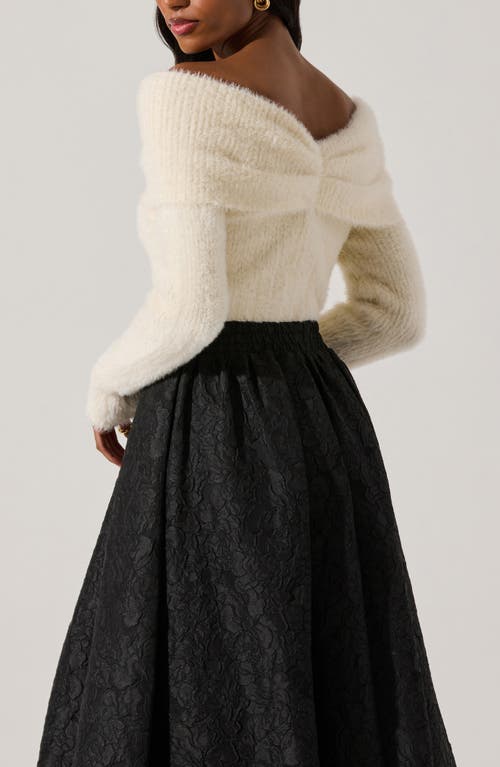 Astr The Label Fuzzy Off The Shoulder Sweater
