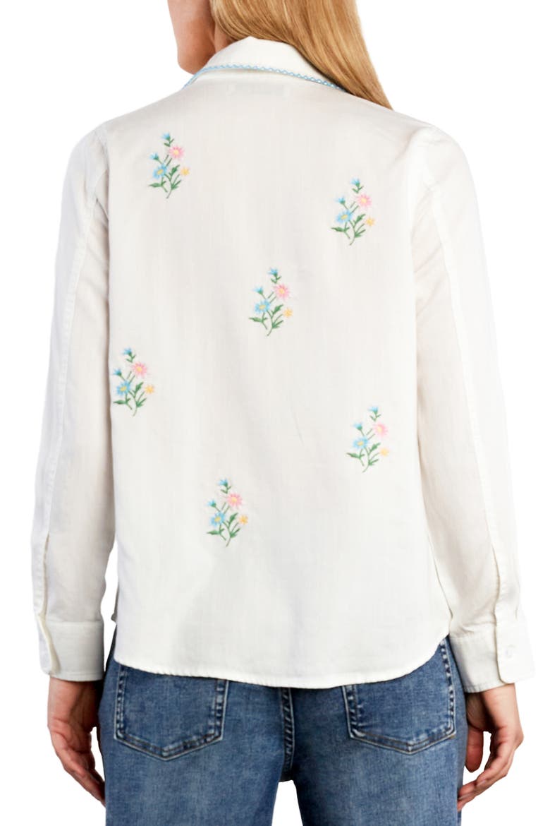 Petal Pop Embroidered Button-Up Shirt, Alternate, color, WHITE FLOWER