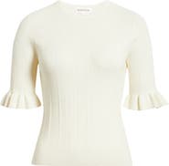 Nordstrom Pointelle Wool Blend Crewneck Sweater