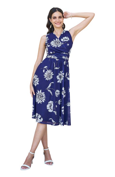 Floral Print Stretch Mesh Dress