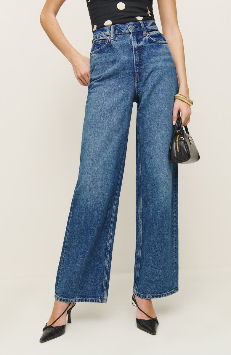Reformation Wes High Waist Wide Leg Jeans, Main, color, Pelican