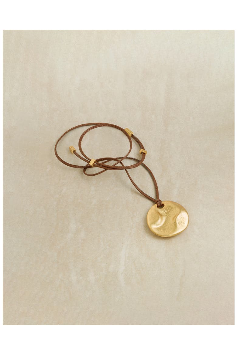 Orla Leather Cord Pendant Necklace, Alternate, color, GOLD TONE / TAN