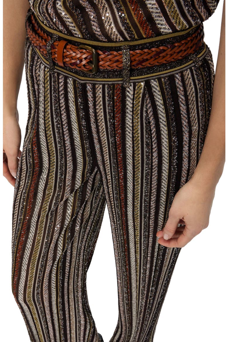 Long Pants In Herringbone Stripe Knit, Alternate, color, Multicoloured Brown