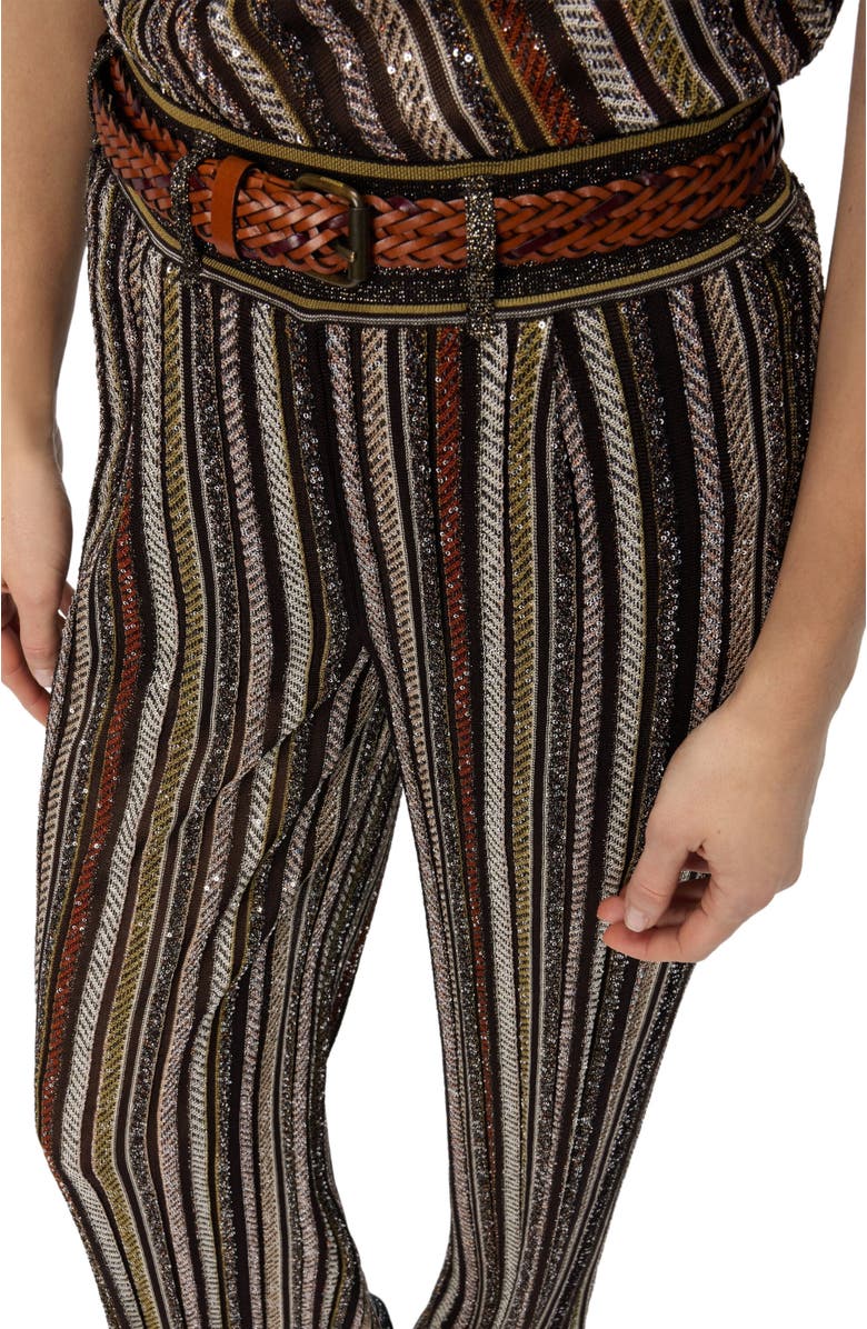 Missoni Long Pants In Herringbone Stripe Knit, Alternate, color, Multicoloured Brown