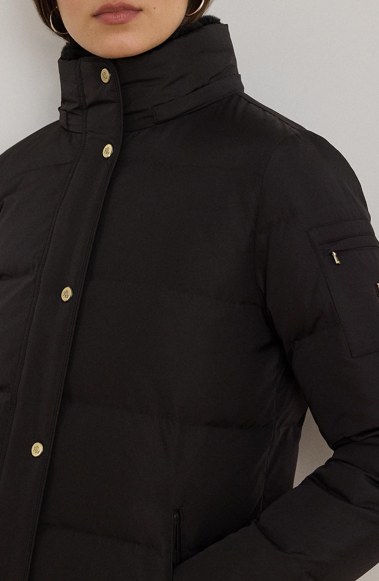 Lauren Ralph Lauren Icon Short Puffer Jacket with Faux Fur Trim (Women ...