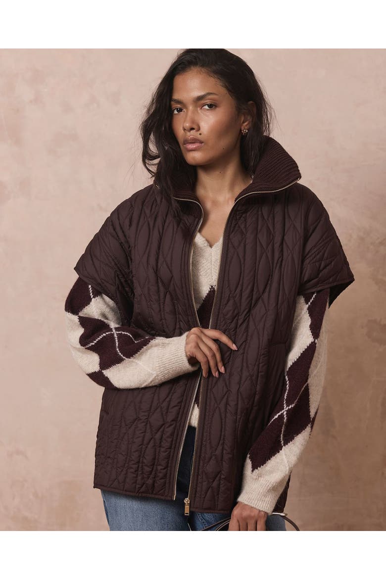 Quilted Vest, Alternate, color, Brown