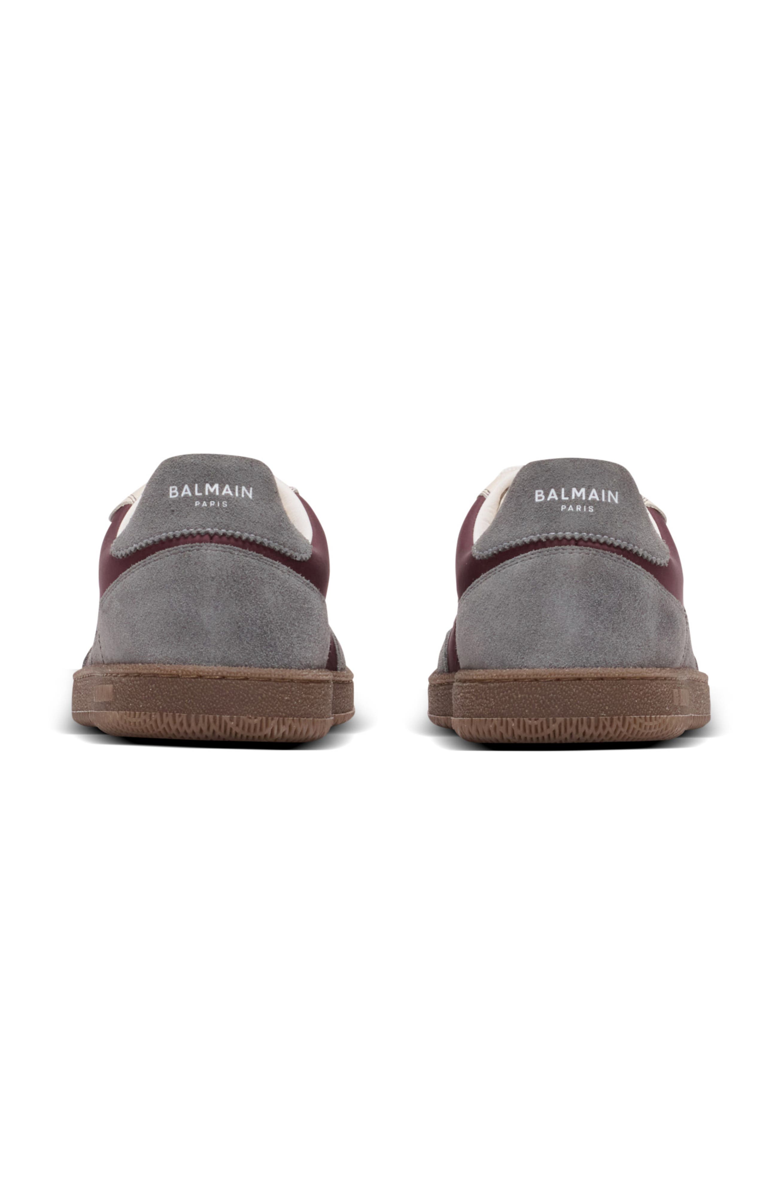 Balmain Swan suede and nylon trainers, Alternate, color, Red