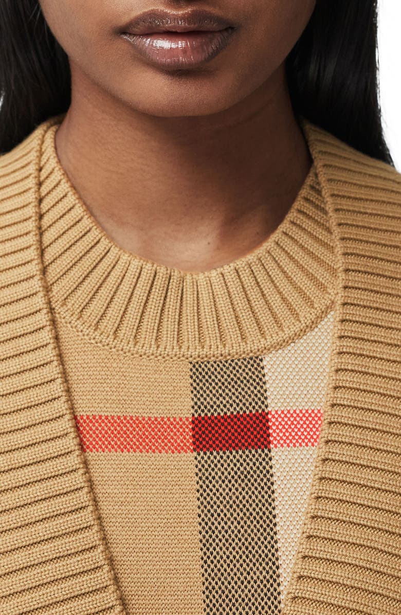 Burberry Caragh Check Jacquard Cardigan, Alternate, color, 
