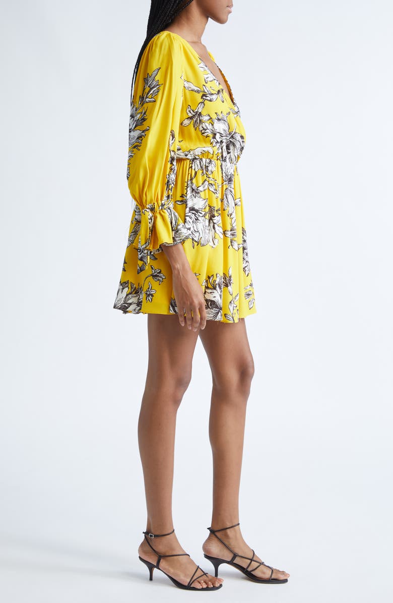 Alice + Olivia Clarissa Floral Long Sleeve Minidress, Alternate, color, Blooming Wild Golden Hour
