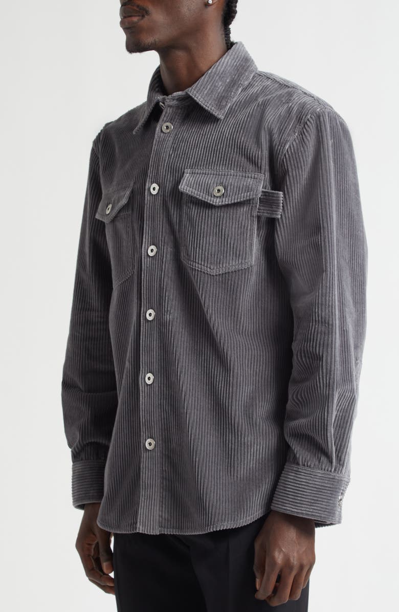 Bottega Veneta Matte Cotton Corduroy Button-Up Shirt, Alternate, color, 1230 Thunder