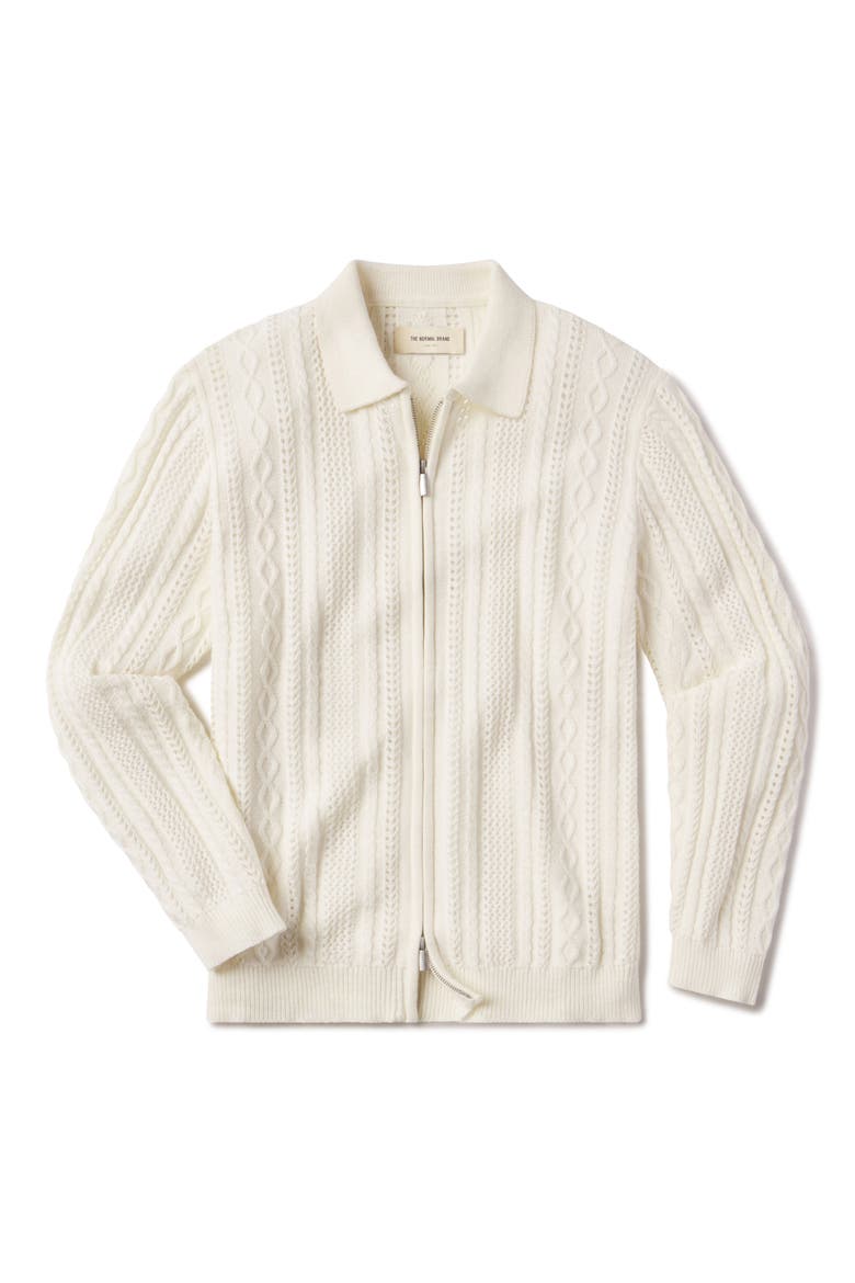 Cable Stitch Zip Front Cardigan, Alternate, color, IVORY