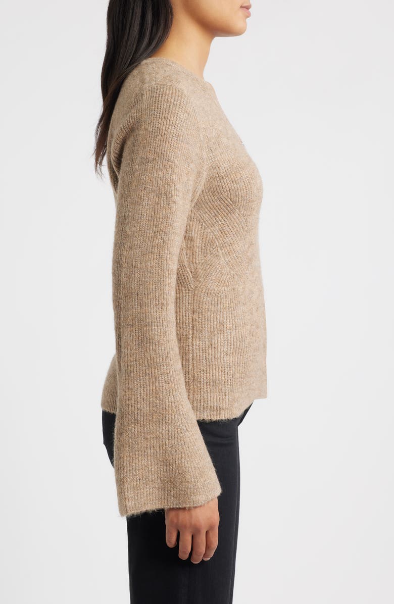 Wit & Wisdom Bell Sleeve Henley Sweater, Alternate, color, Heather Brown
