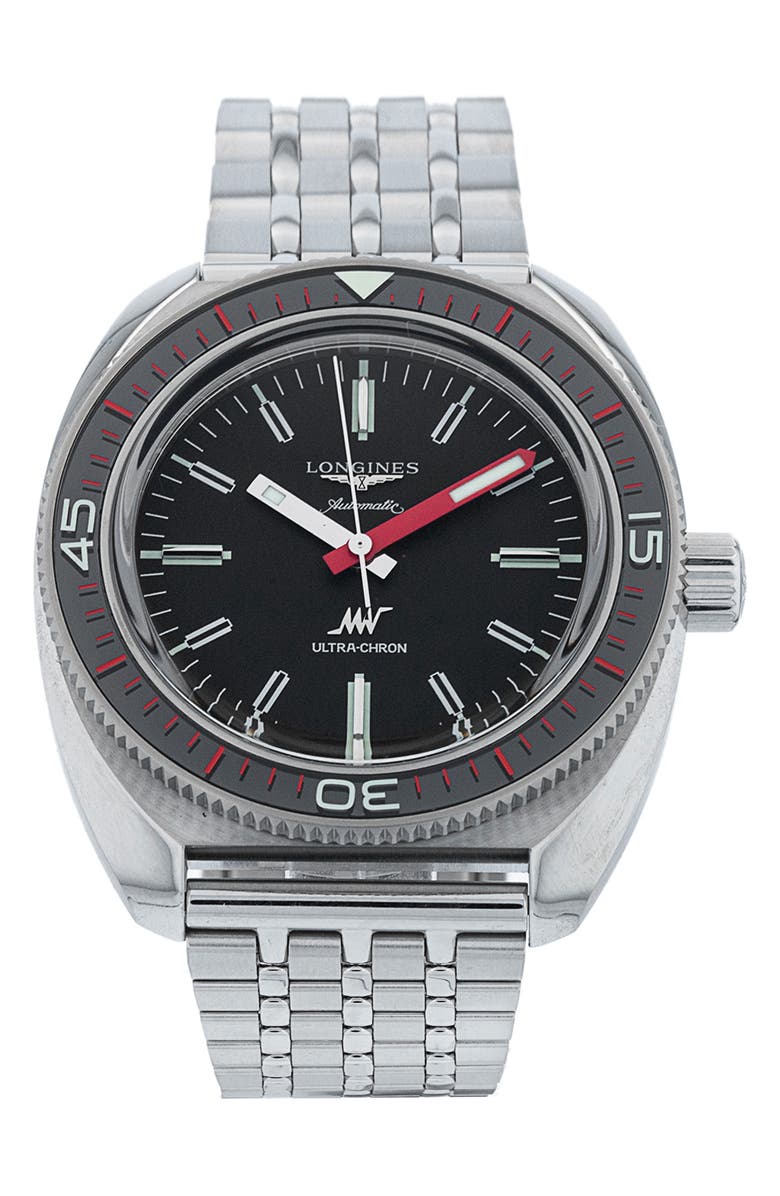 Watchfinder & Co. Longlines Preowned 2023 Heritage L2.836.4.52.6 Bracelet Watch, 43mm, Main, color, Black