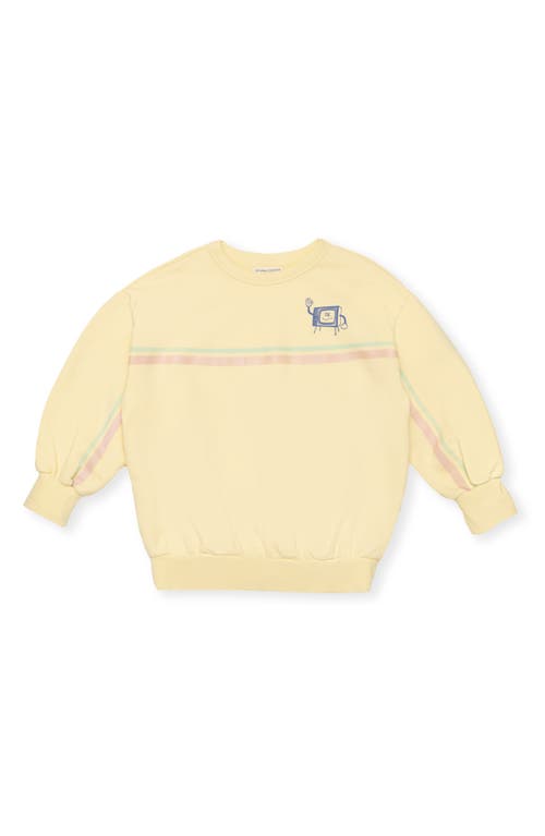 The Sunday Collective Kids' Television Weekend Organic Cotton Sweatshirt In Light/pastel Yellow