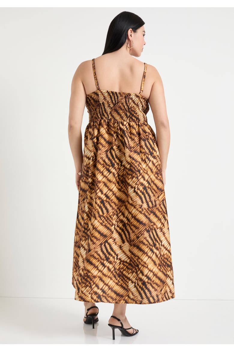 Bow Detailed Midi Dress, Alternate, color, NATURE TEXTURE