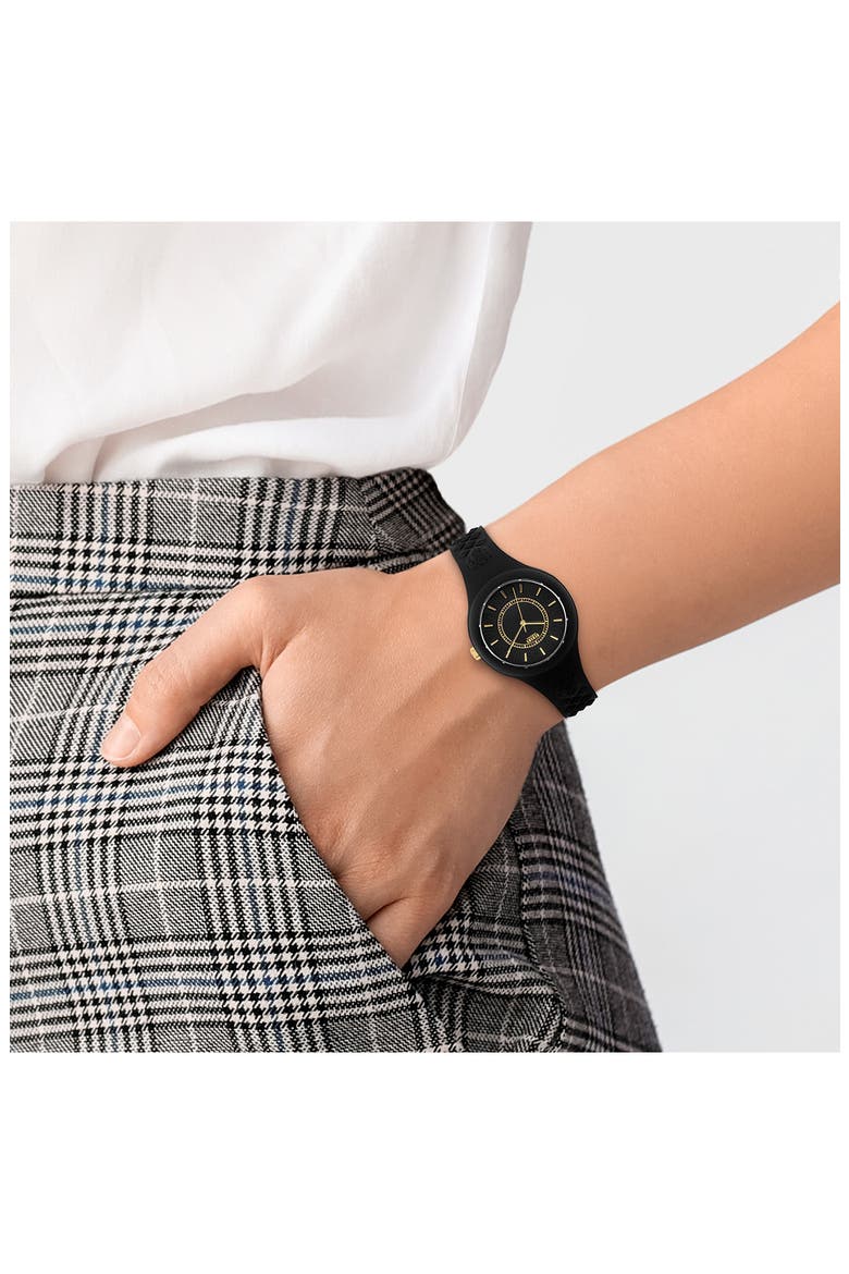 Fire Island Silicone Strap Watch, 39mm, Alternate, color, BLACK