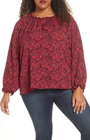 Bobeau Regina Ruffle Neck Blouse